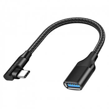 LogiLink CU0100 USB-C į USB-A adapterio kabelis, 0,2 m, 10 Gbps, 90° kampu, juodas