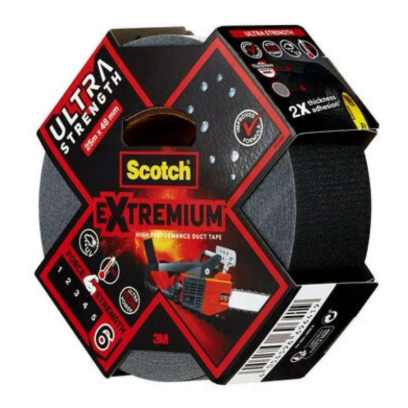 3M Extremium juoda armuota juosta 48 mm x 25 m, 6 ritinėliai - atspari vandeniui ir UV spinduliuotei remonto juosta 7100205699