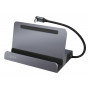 LogiLink UA0408 USB-C doko stotis su planšetinio kompiuterio laikikliu, HDMI 4K@60Hz, 100W PD, Gigabit Ethernet, sidabrinė