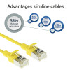 ACT Geltonas 1,5 m LSZH S/FTP CAT6A plonas pataisos kabelis su apsauginiais RJ45 (DB7851)