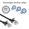 ACT juodas 7m LSZH S/FTP CAT7 slimline tinklo kabelis su apsauginiais fiksatoriais ir RJ45 jungtimis (DF7907)