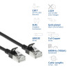 ACT juodas 0,15 m LSZH S/FTP CAT7 plonas tinklo kabelis su apsauga nuo užkabinimo ir RJ45 jungtimis (DF7930)