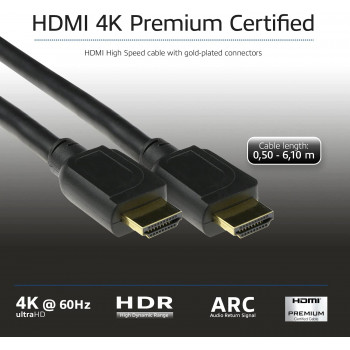 ACT AK3947 HDMI laidas 6,1 m 4K 60Hz HDR ARC 18Gbps juodas