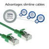 ACT Žalias 7m LSZH S/FTP CAT6A plonas apsaugotas nuo užkabinimo tinklo kabelis su RJ45 jungtimis (DB7707)