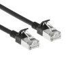 ACT juodas 1 m LSZH S/FTP CAT6A plonas pataisymo kabelis su apsauga nuo užkliuvimo ir RJ45 jungtimis (DB7901)