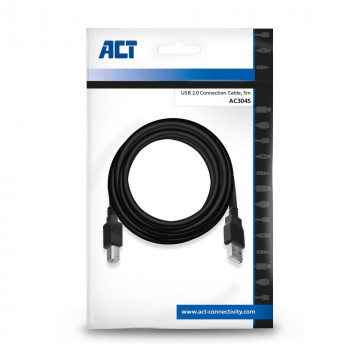 ACT AC3045 USB 2.0 kabelis, USB-A male į USB-B male, 5 m, juodas