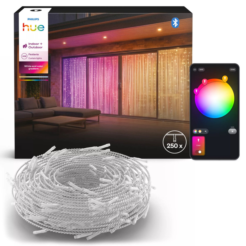 Philips Hue Festavia užuolaidos šviesos girlianda White & Color Ambiance, 1,35 x 2 m