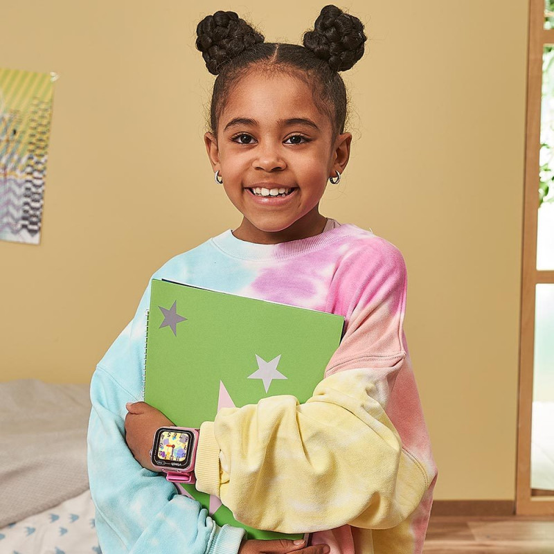 VTech KidiZoom Smart Watch MAX rožinis vaikiškas išmanusis laikrodis su dvigubomis kameromis, 20+ žaidimų, aktyvumo sekikliu, atsparus purslams