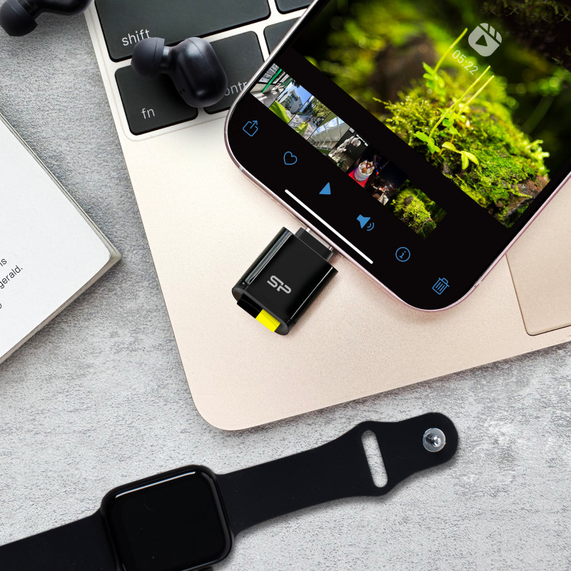 Silicon Power C200 USB-C 3.2 microSD kortelių skaitytuvas - Juodas