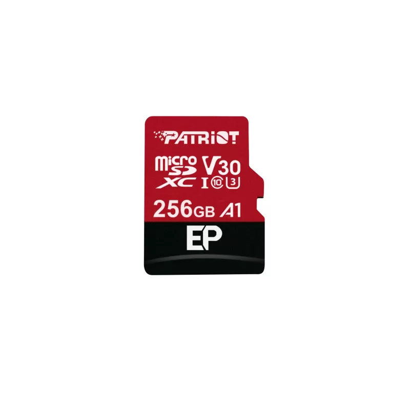 MicroSDXC atminties kortelė PATRIOT PEF256GEP31MCX 256GB Class 10 U3 V30 skaitymo greitis 100 MB/s rašymo greitis 80 MB/s su SD adapteriu