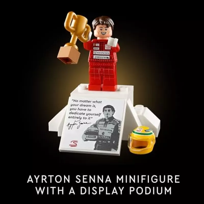 LEGO rinkinys McLaren MP4/4 Ayrton Senna 10330 — LEGO ICONS mastelio modelio vitrina