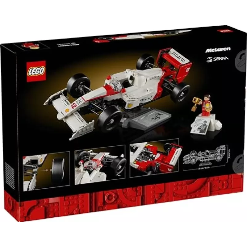 LEGO rinkinys McLaren MP4/4 Ayrton Senna 10330 — LEGO ICONS mastelio modelio vitrina