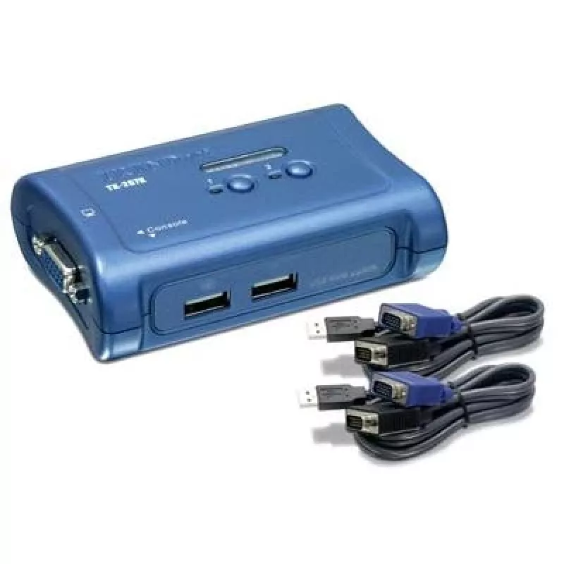 „TRENDnet“ 2 prievadų USB KVM jungiklio ir kabelių rinkinys, 2048 x 1536 skiriamoji geba, įrenginių stebėjimas, automatinis nuskaitymas, garsinis grįžtamasis ryšys, USB 1.1, suderinamas su