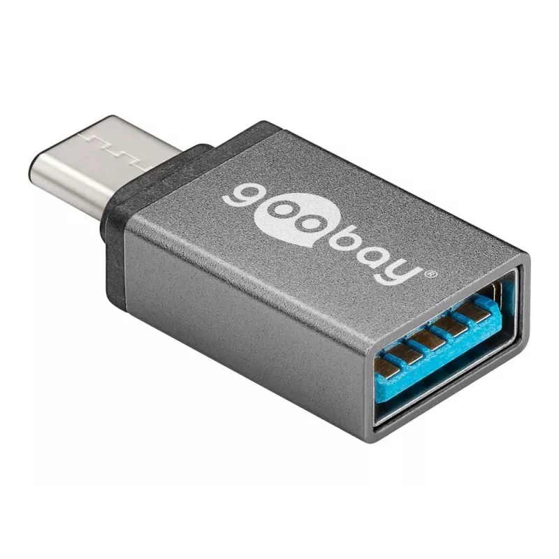 Wentronic Goobay USB-C™ adapteris - USB 3.0 A lizdas, pilkas - skirtas ryšiui tarp USB-C™ ir USB-A įrenginių (56621)