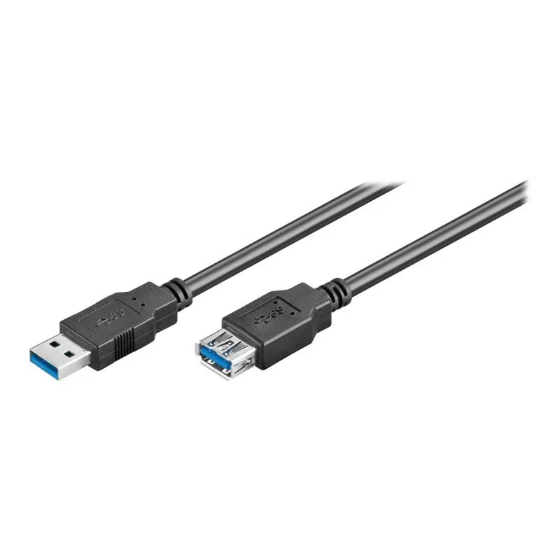 Wentronic Goobay USB 3.0 SuperSpeed ilginimo laidas, juodas, 3 m - USB 3.0 kištukas (A tipo) > USB 3.0 lizdas (A tipo) (93999)