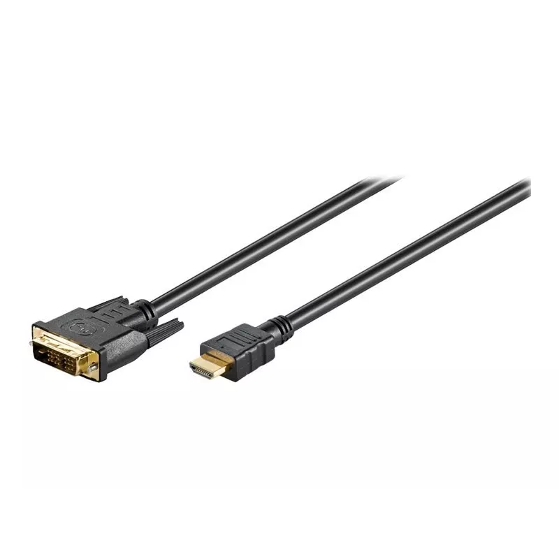 Wentronic Goobay HDMI™ / DVI-D kabelis, juodas, 3 m - 19 kontaktų HDMI™ kištukas > DVI-D (18+1) kištukas (51581)