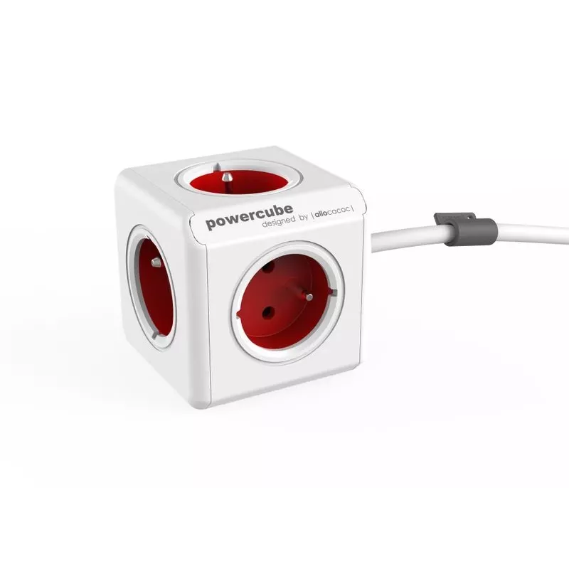 Allocacoc PowerCube Extended - 1,5m - Pilka - Raudona - 220 - 240V (PowerCube Extended 1,5M R)