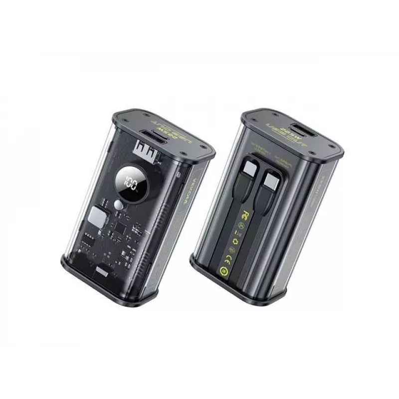 Išorinė baterija WK-WP-345_Juoda, 1000 mAh greitas įkrovimas