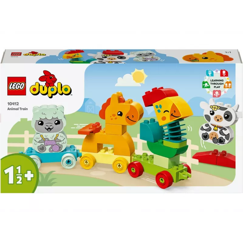 Konstruktorius LEGO DUPLO Gyvūnų traukinys 10412 — 19 dalių, nuo 1,5 metų, 170×60×430 mm