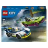 LEGO City rinkinys 60415 Policijos automobilio ir sportinio automobilio gaudynės — 213 dalių, 2 minifigūrėlės, amžius 6+