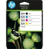 HP 924 CMYK originalių rašalo kasečių 4 pakuotė, juoda, žydra, purpurinė, geltona, 4 vnt., 500 puslapių, 400 puslapių