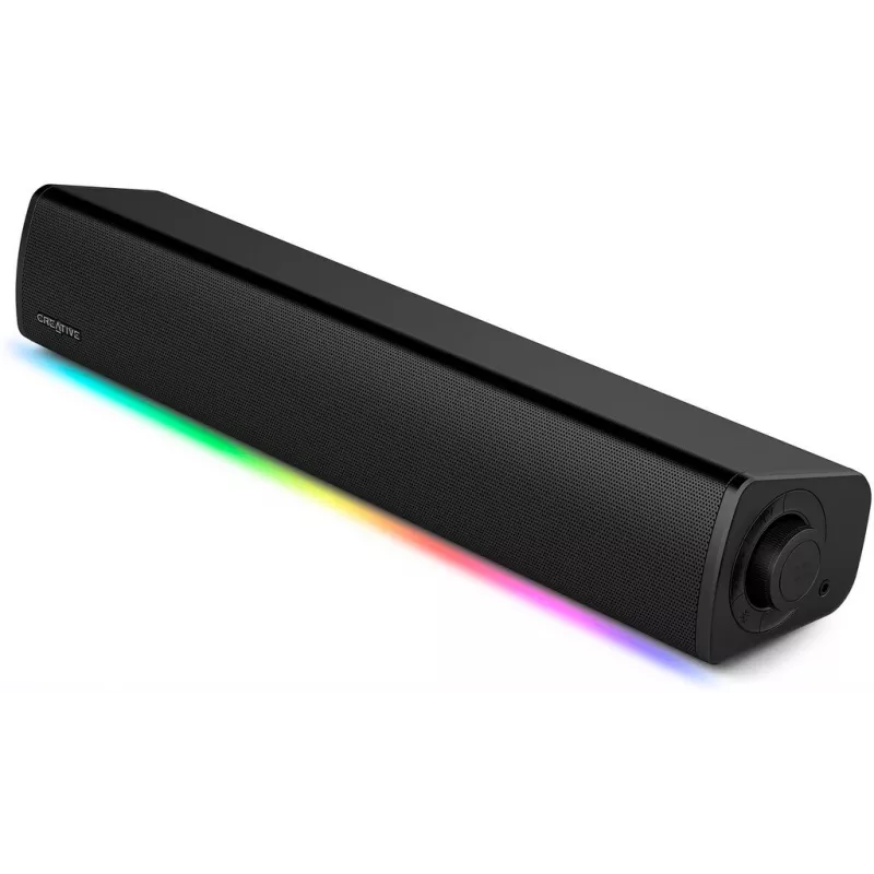 Sound Blaster GS3 kompaktiška žaidimų garso juosta su RGB ir SuperWide technologija, USB maitinama, Bluetooth 5.4, ausinių išvestis, skirta PC ir Mac