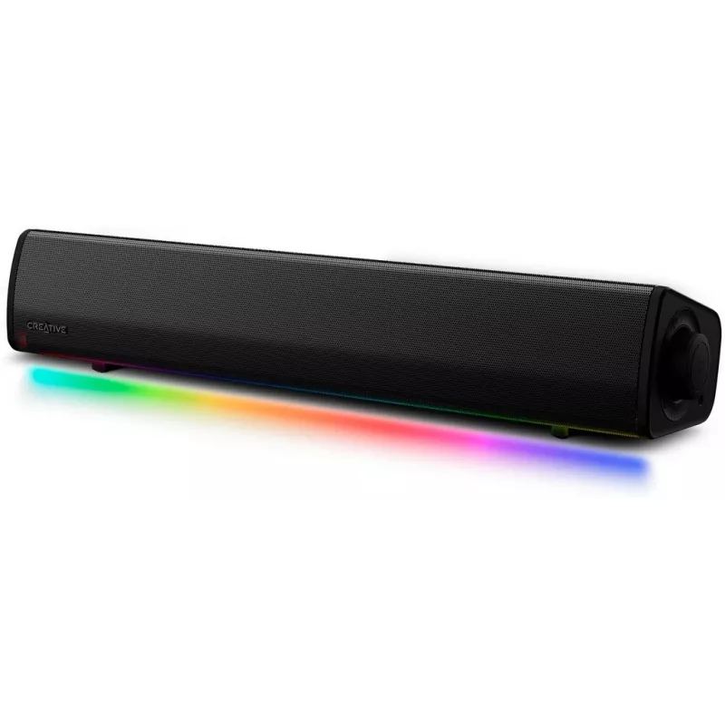 Sound Blaster GS3 kompaktiška žaidimų garso juosta su RGB ir SuperWide technologija, USB maitinama, Bluetooth 5.4, ausinių išvestis, skirta PC ir Mac