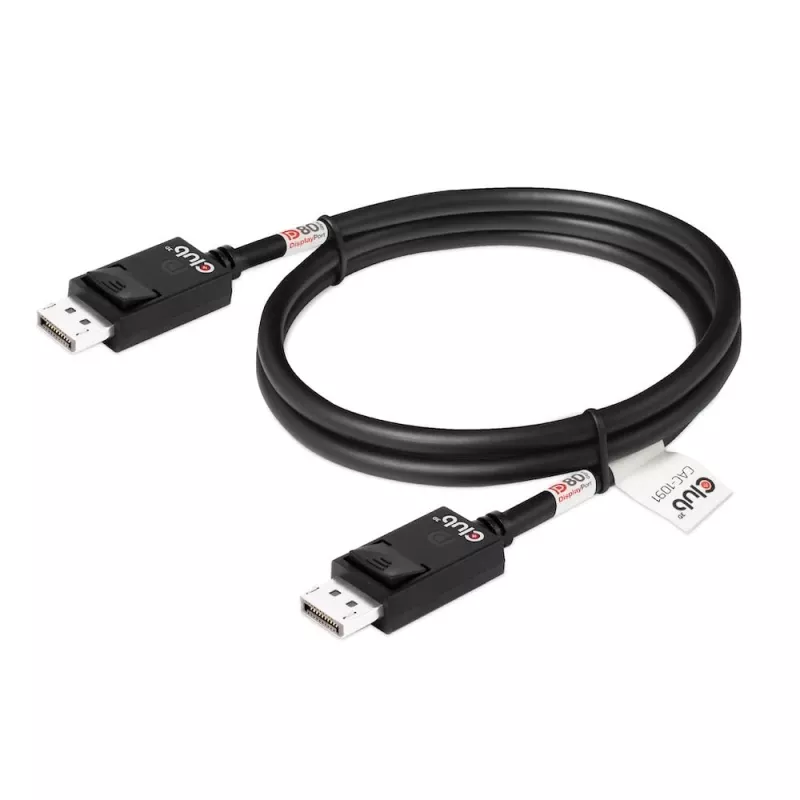 CLUB3D DisplayPort 2.1 dvikryptis VESA DP80 sertifikuotas laidas 4K240Hz, 8K60Hz arba 10K30Hz M/M 1,2 m / 3,94 pėd.