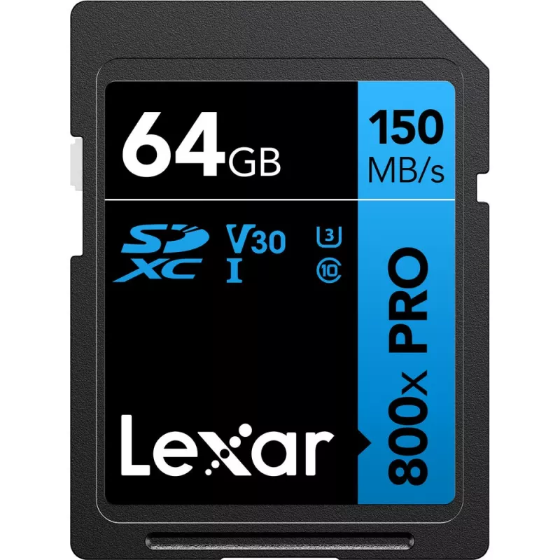 SDXC „flash“ atminties kortelė „Lexar“ 64 GB UHS-I 800xPRO — Class 10, U3, V30, 150 MB/s