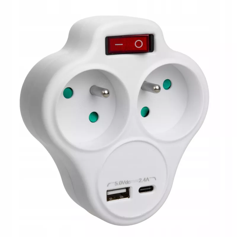 Elektrinis dvigubas lizdo skirstytuvas MACLEAN MCE336E su 2 USB prievadais, E tipas