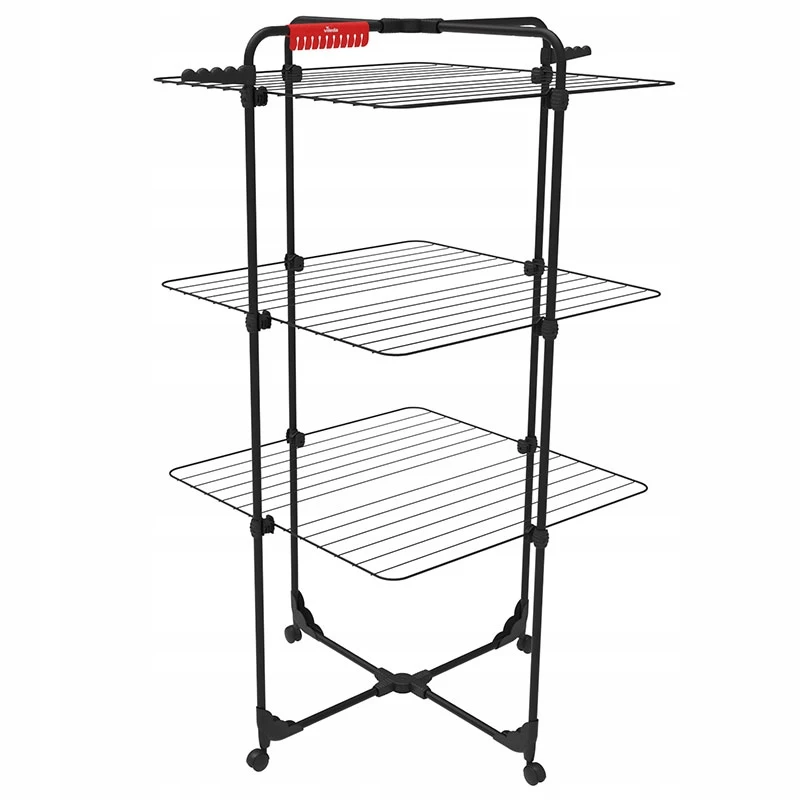 Prie sienos montuojama skalbinių džiovyklė VILEDA Mixer 3 Ultimate — plieninė, 30 m džiovinimo ploto, sulankstoma, ratukai, 131×93×71 cm