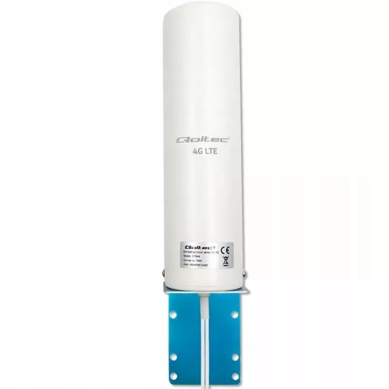 Lauko įvairiakryptė 4G LTE antena QOLTEC 57044, 5 dBi, 600–2700 MHz, 50 W, 50 Ω, baltas varinis korpusas
