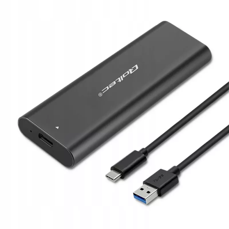 SSD korpusas QOLTEC 50312 Juodas vienam M.2 SATA diskui, USB Type-C (USB 2.0 / 3.2 Gen 1)