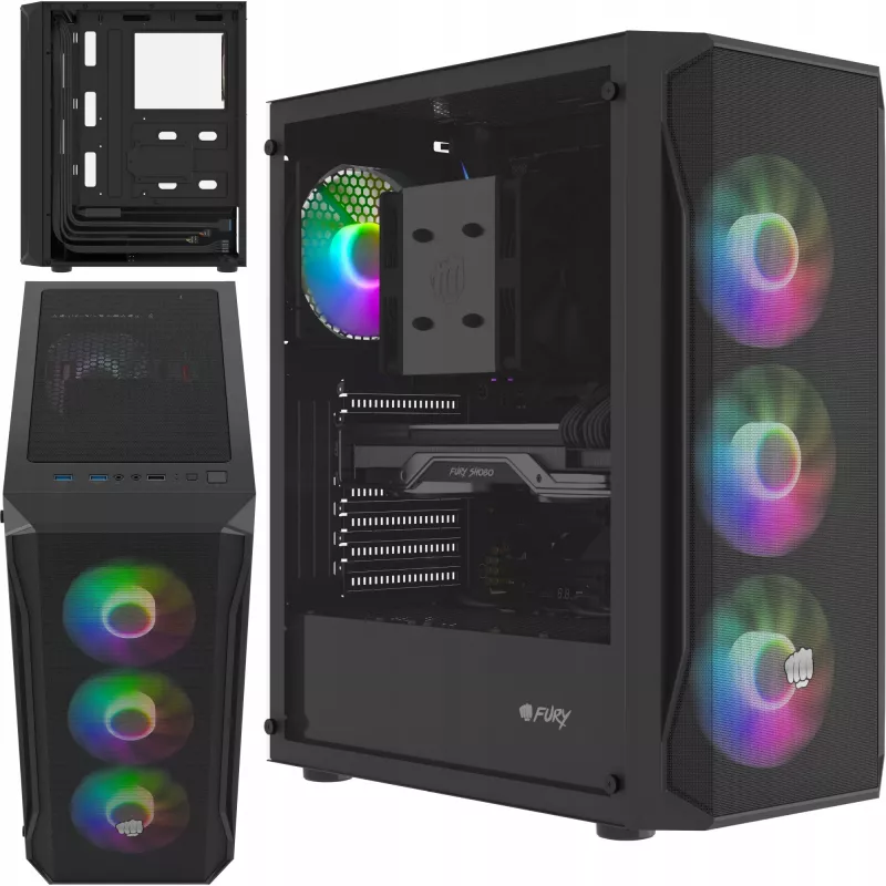 Korpusas Fury Shobo SH4F su RGB langu ir 4 ventiliatoriais MIDI kompiuteriui