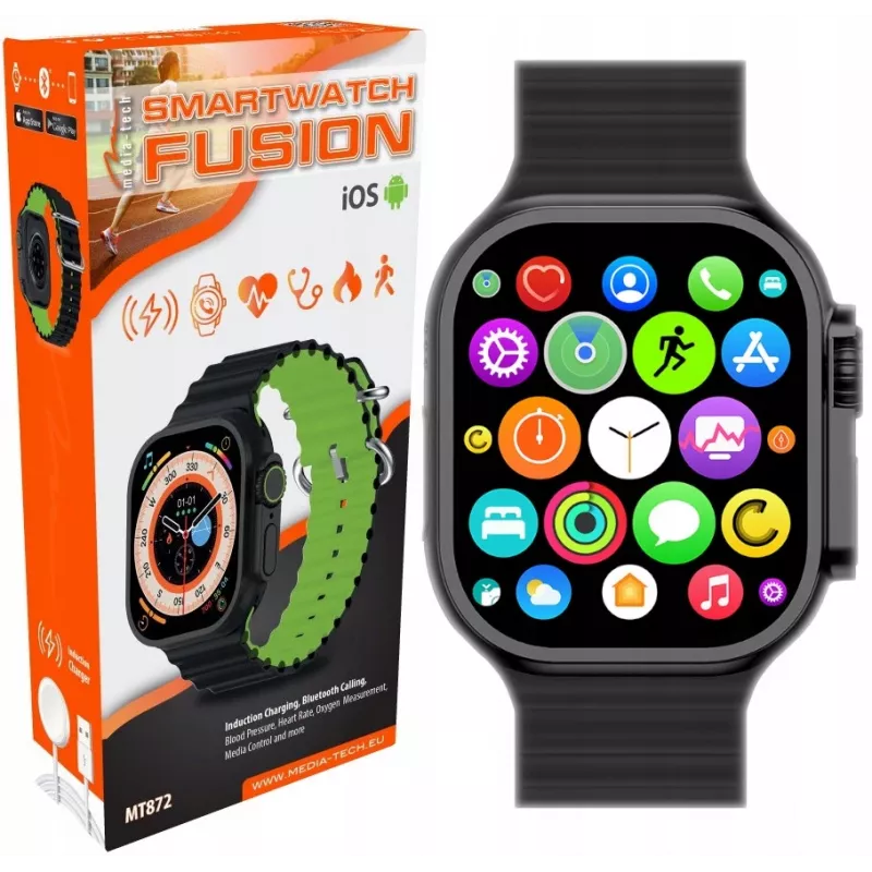Išmanusis laikrodis Fusion MT872 su Bluetooth skambučiais, pulso, kraujospūdžio ir deguonies kiekiu kraujyje matavimu