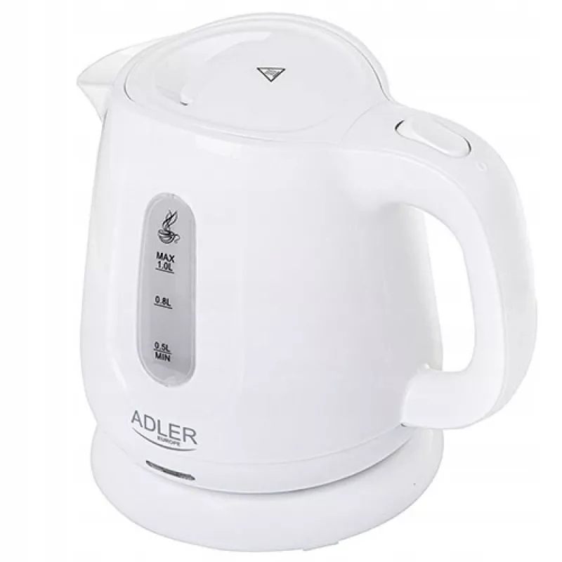 Elektrinis virdulys Adler AD 1373 — 1 L talpa, 850 W, baltas, 360° pagrindas, polipropilenas