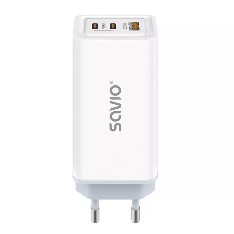 SAVIO LA-07 GaN 65W mains charger, USB, QC4.0+, PD 3.0, Balta