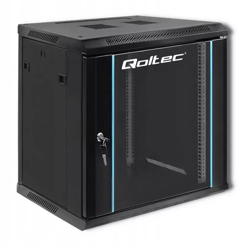 19 colių stovo spinta QOLTEC 54464 12U 600x635x450 juoda