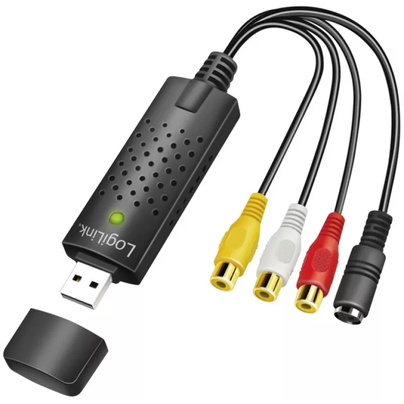 „LogiLink“ USB 2.0 A/V vaizdo griebtuvas. USB A/M į 3xCinch + MiniDIN5/F. Juoda