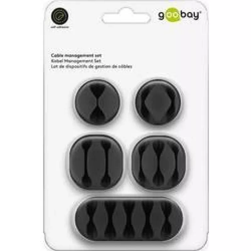 Kabelių spaustukas Goobay 70683 stalas siena juoda 5 vnt.