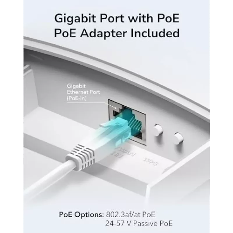Prieigos taškas Cudy AP1300 Outdoor — dviejų juostų 2,4/5 GHz, 300/867 Mbps, IP65, PoE, 2 išorinės RP‑SMA antenos