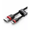 “Baseus Cafule” USB-A – “Lightning” laidas, 2,4 A, QC 3.0, 1 m — juoda/raudona