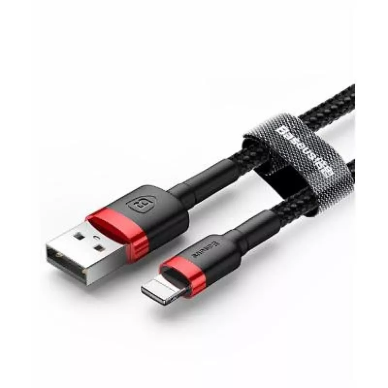 “Baseus Cafule” USB-A – “Lightning” laidas, 2,4 A, QC 3.0, 1 m — juoda/raudona