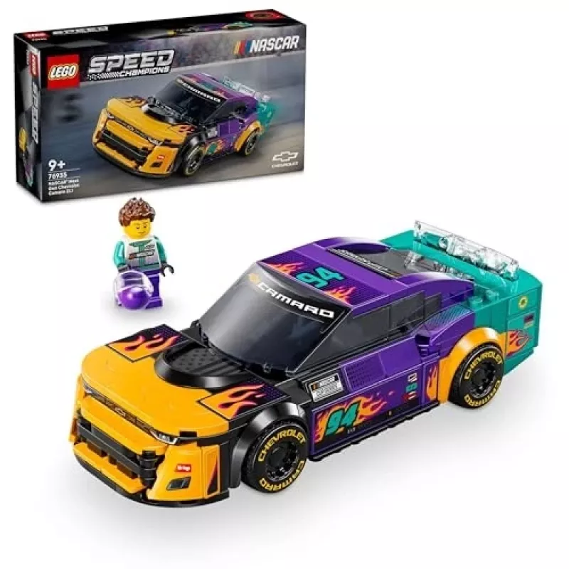 Konstruktorius LEGO Speed Champions 76935 NASCAR Next Gen Chevrolet Camaro ZL1, 328 detalės, 1 minifigūrėlė, amžius 9+