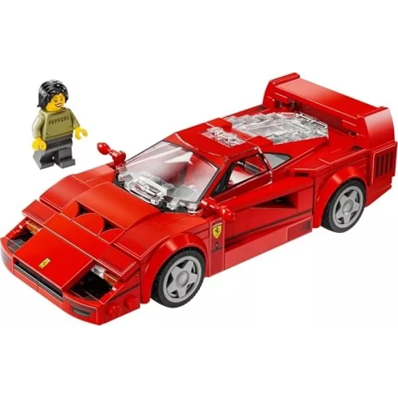 LEGO Speed Champions Ferrari F40 Supercar – pastatomas automobilio modelis 9 metų ir vyresniems berniukams ir mergaitėms su vairuotojo minifigūrėle, vaikų kambario dekoras