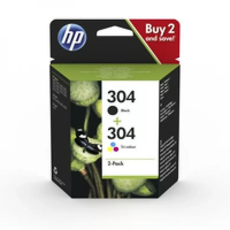 HP 304 2 rinkinys juoda/trispalvė originali rašalo kasetė