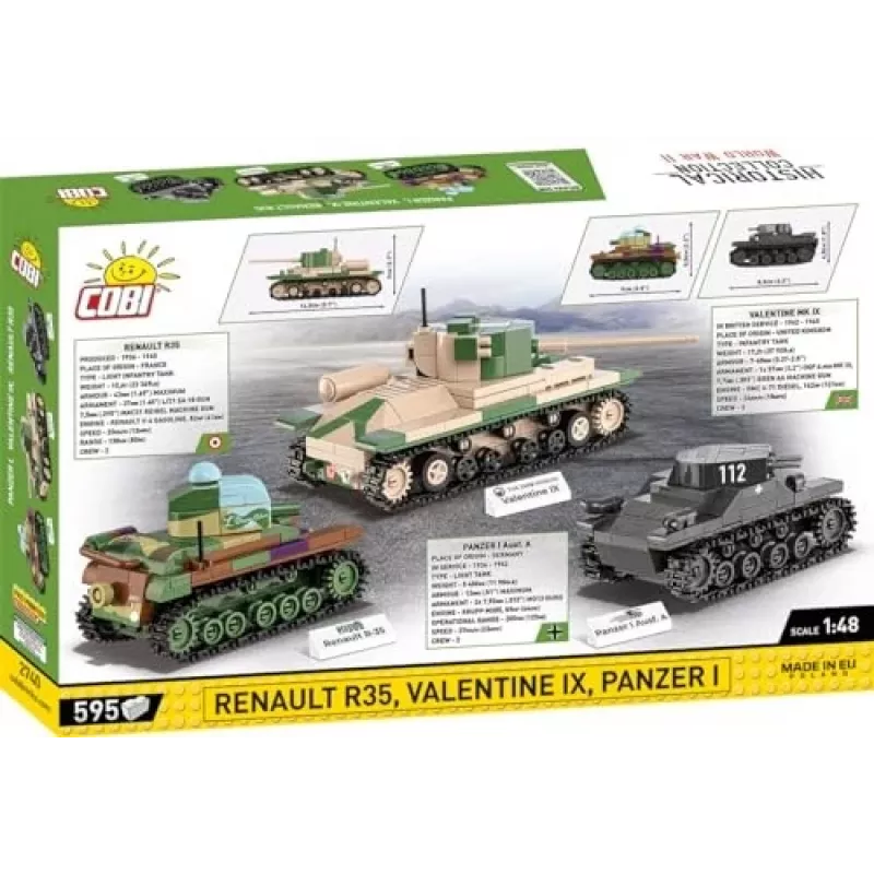 Statybinis rinkinys COBI Renault R35 Valentine IX Panzer I 595 vnt.