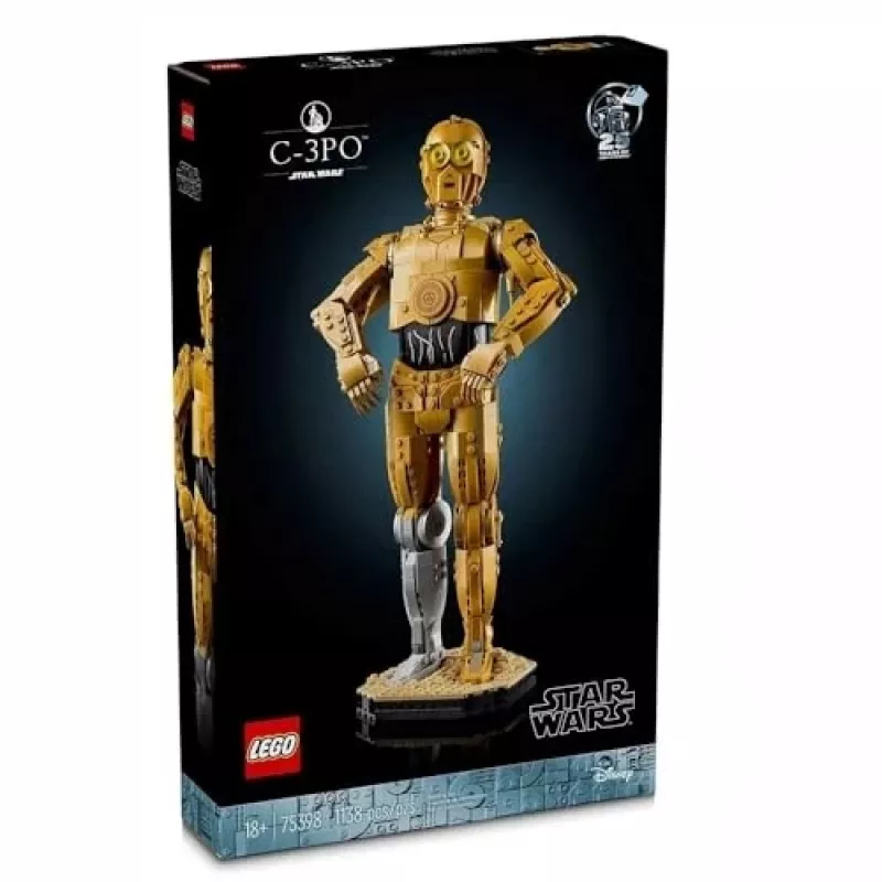 LEGO konstruojama figūrėlė Star Wars C-3PO modelis 75398 — 1 138 detalės, 380 mm aukščio kolekcinis eksponatas