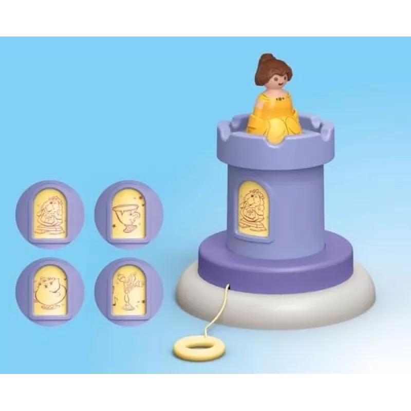 PLAYMOBIL JUNIOR & Disney: Belle's žaidimų bokštas su garsu | Žaidimų rinkinys mažyliams 1–3 m.