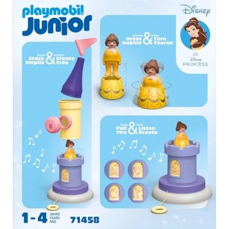 PLAYMOBIL JUNIOR & Disney: Belle's žaidimų bokštas su garsu | Žaidimų rinkinys mažyliams 1–3 m.